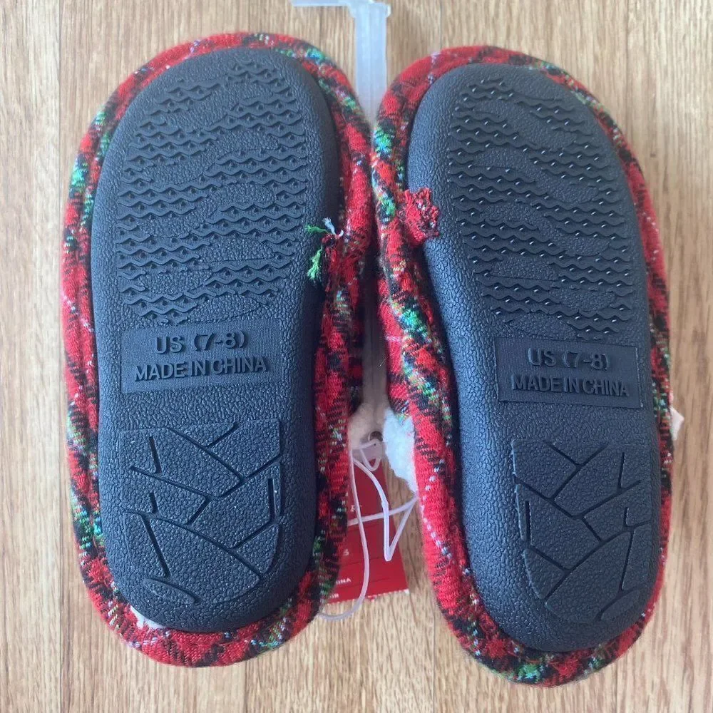 Wondershop Kids Reindeer Plaid Plain Slippers